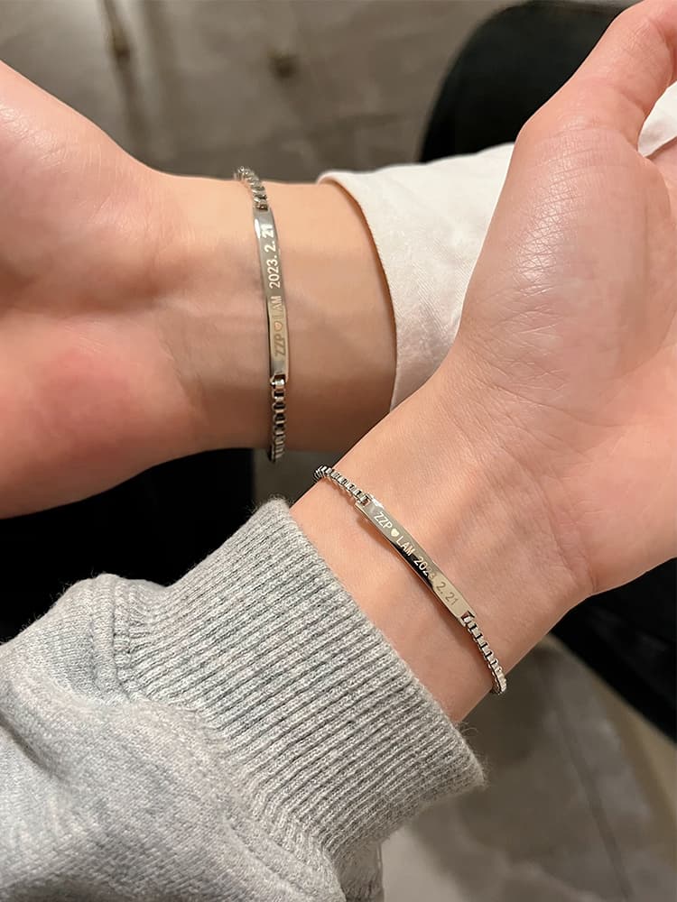 ペアブレスレットセット シンプルデザイン細身バングル