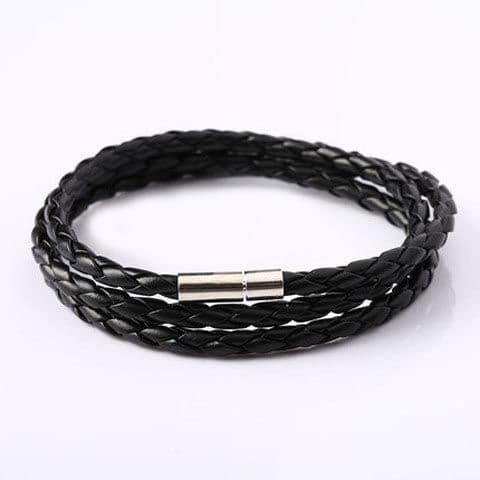 ペアブレスレット レザー三連巻き