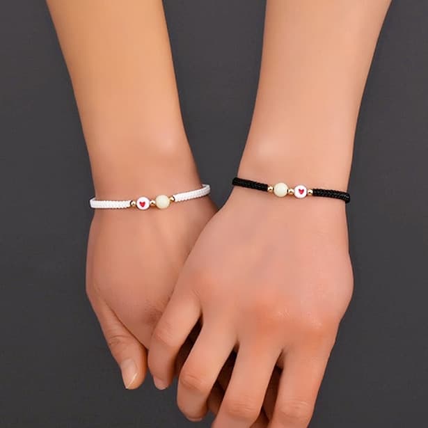 ペアブレスレット ハートモチーフ誕生石ブレスレット