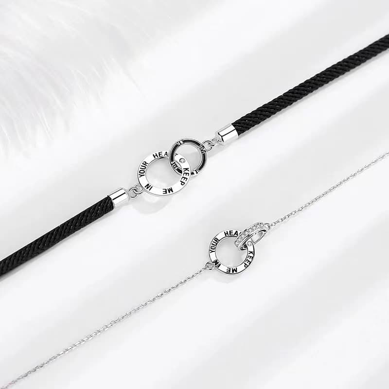ペアブレスレット二連リング絆を繋ぐペアブレスレット