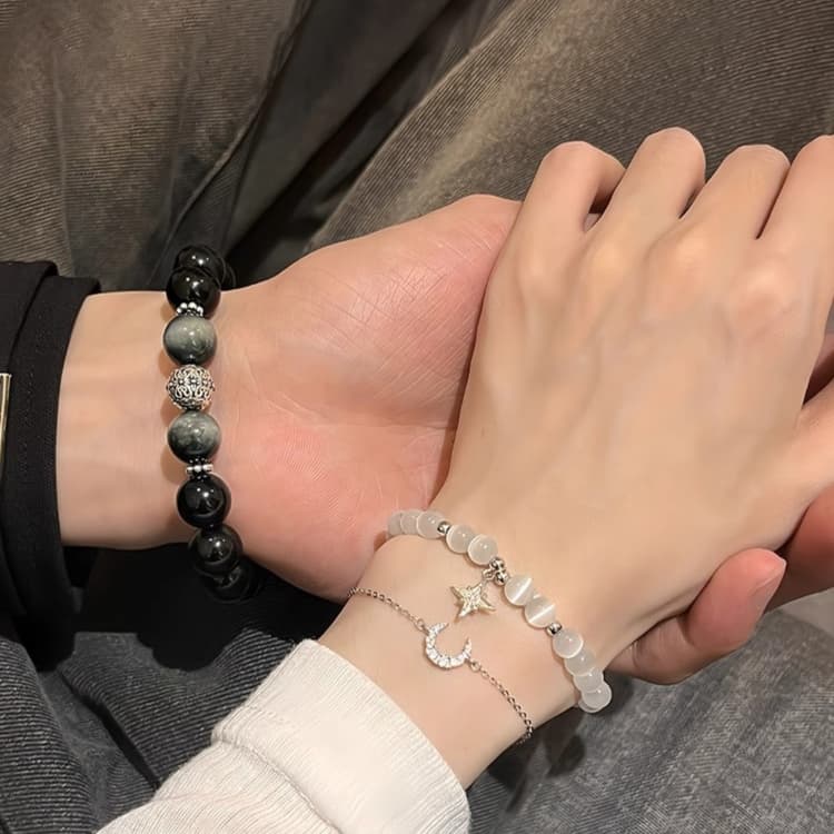 ペアブレスレット モノクロシルバーアクセント