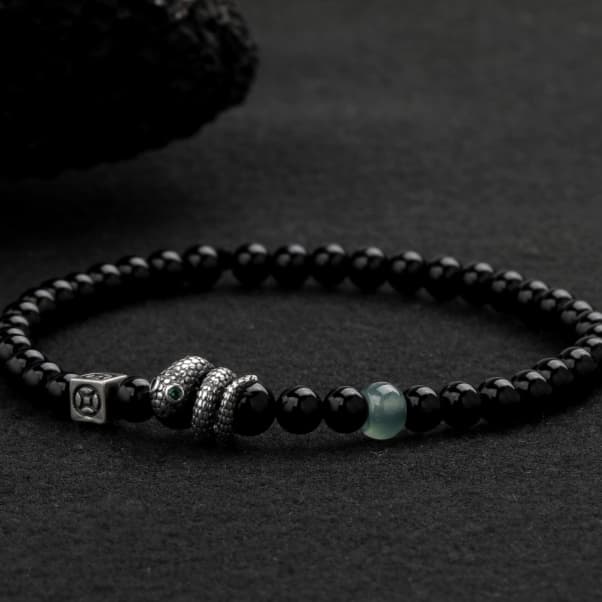 ペアブレスレット シルバーアクセント 天然石ビーズブレスレット