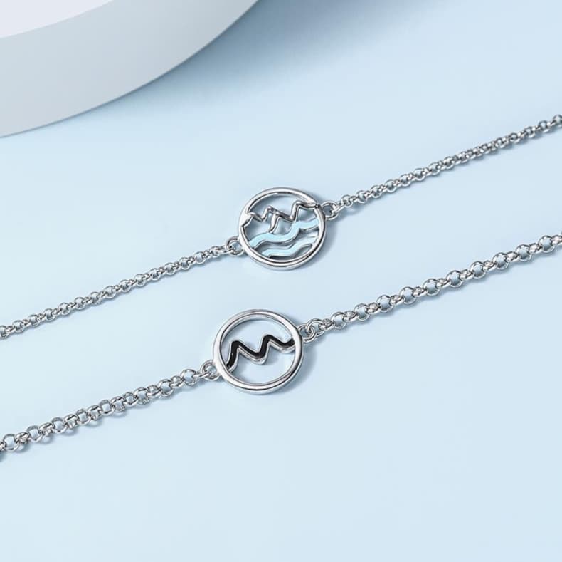 ペアブレスレット 円形チャームのシルバーアクセサリー