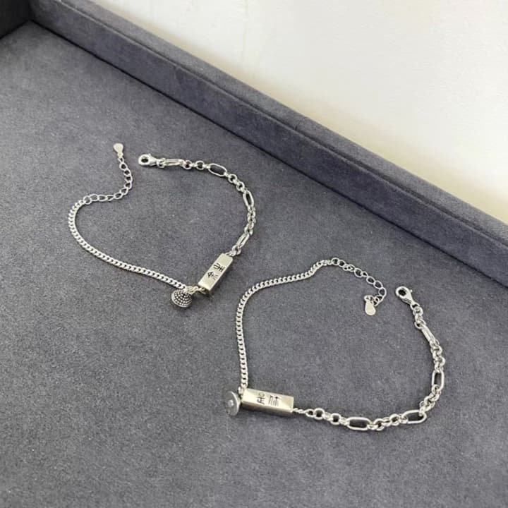 ペアブレスレットシルバーデザイン