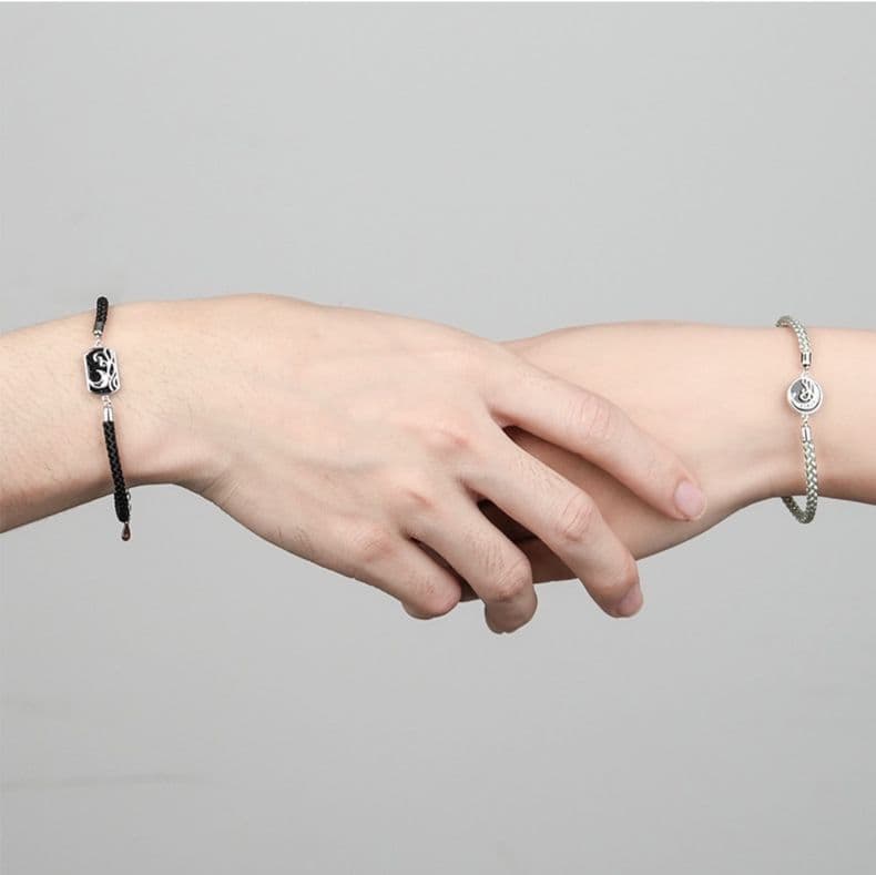 ペアブレスレットセット シルバー＆組紐デザイン