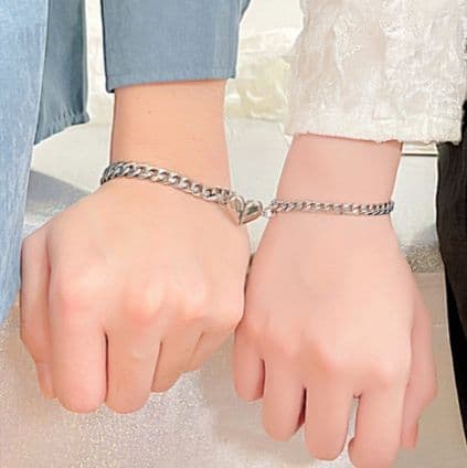 ペアブレスレットセット ハートチャーム付き