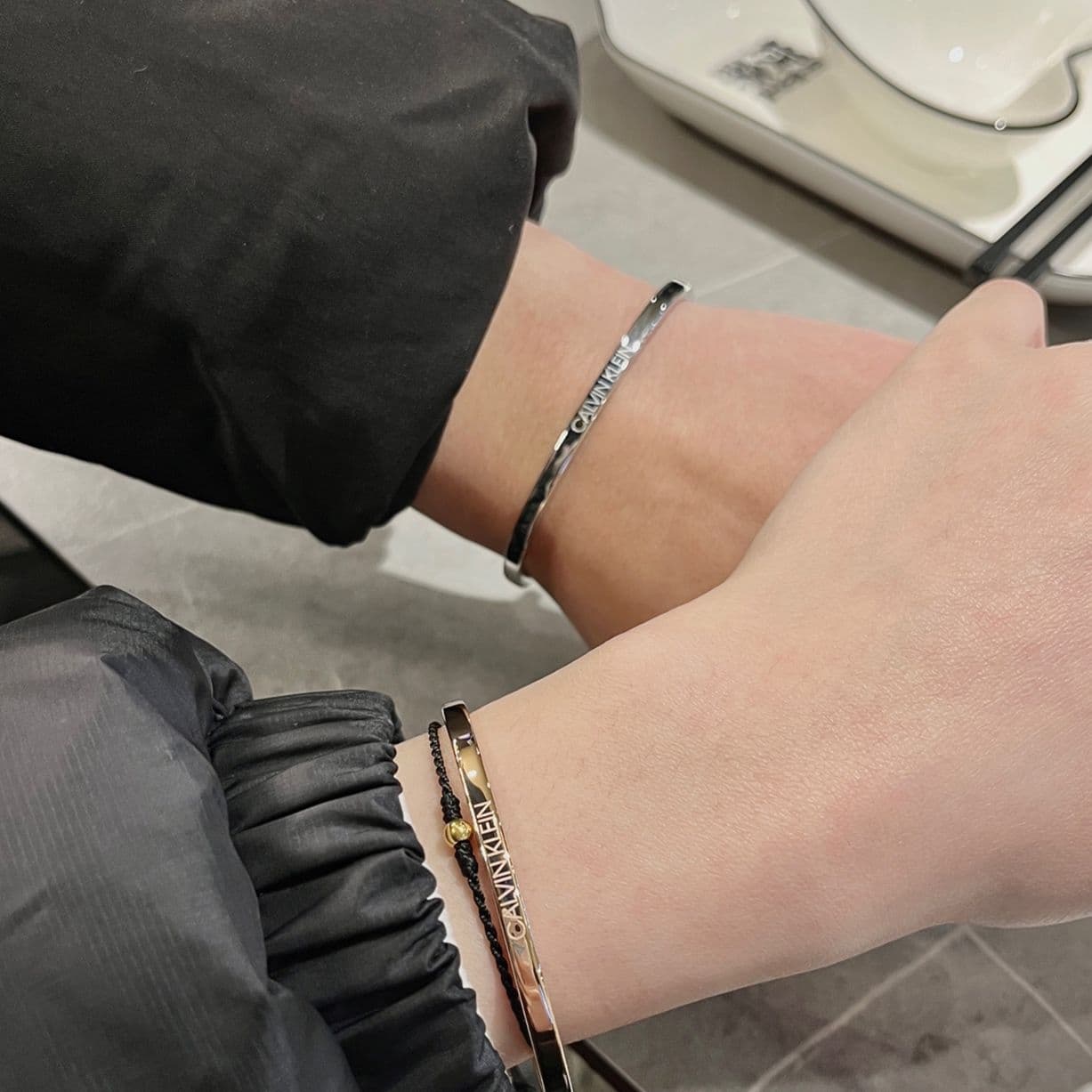 ペアブレスレットセット シルバーシンプルバングル