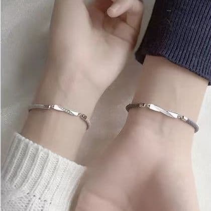 ペアブレスレット シルバーバーの編み目デザイン