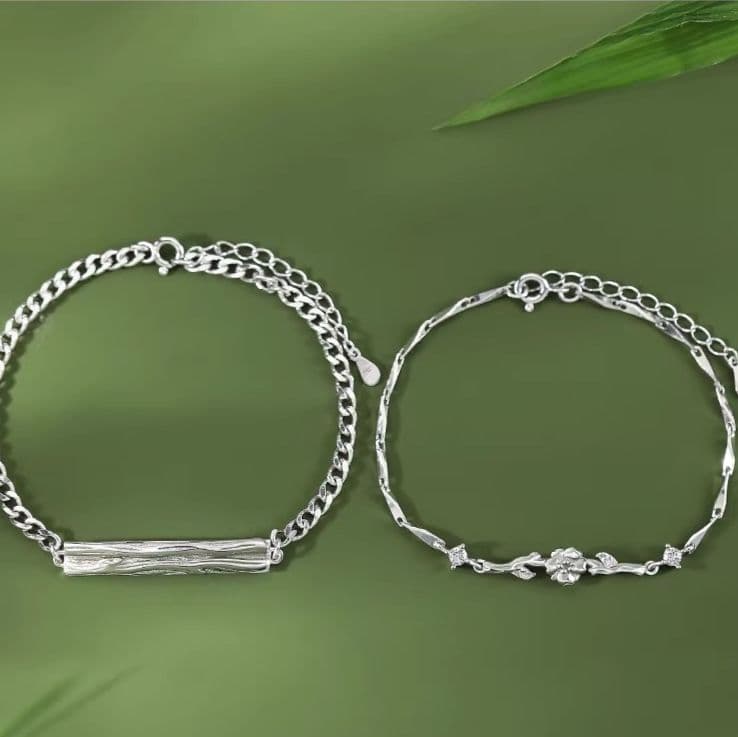 ペアブレスレット シンプルチェーンブレスレット