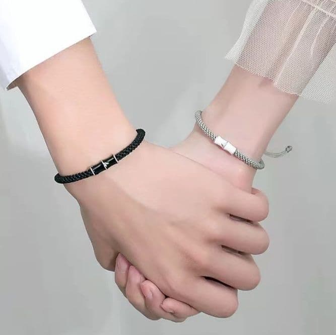 ペアブレスレット 竹節モチーフ編み込みペアブレスレット