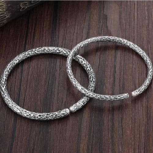 ペアブレスレット 金属鍛打模様バングルペアブレスレット