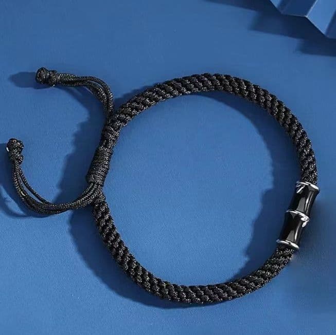 竹節モチーフ編み込みペアブレスレット