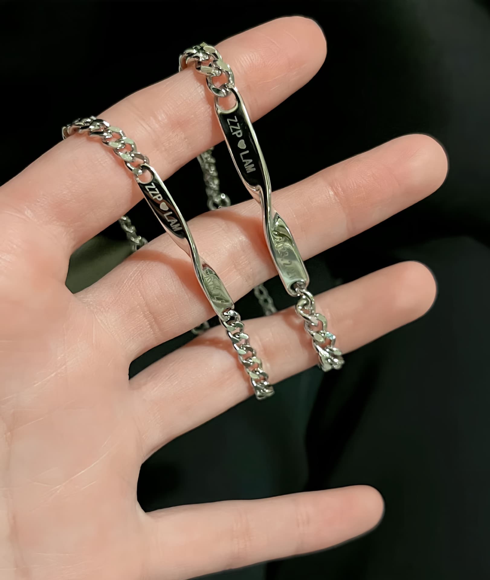 ペアブレスレット シンプルチェーン