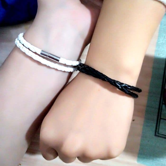 ペアブレスレット レザー三連巻き