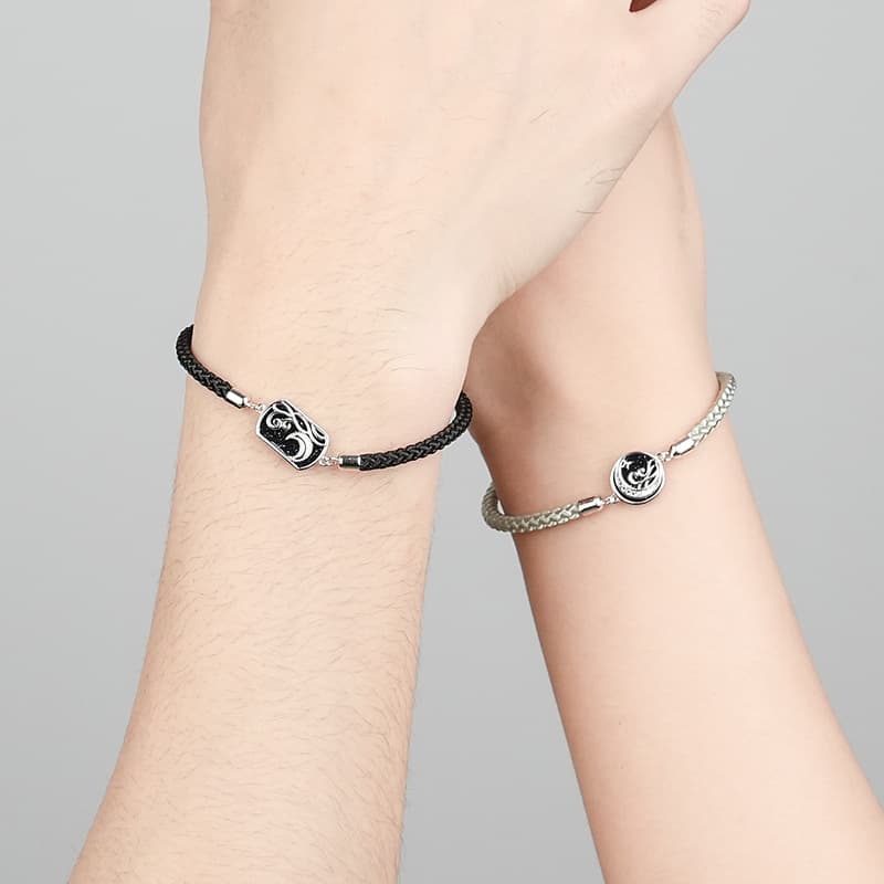 ペアブレスレットセット シルバー＆組紐デザイン