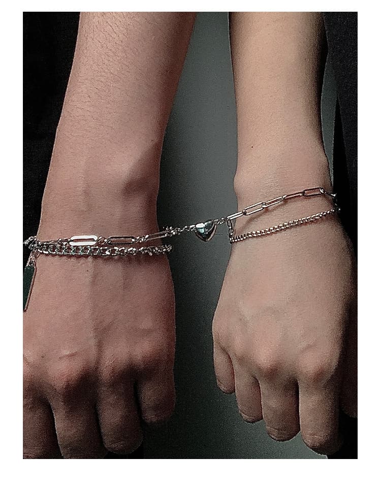 ペアブレスレット ダブルチェーン シルバーブレスレット