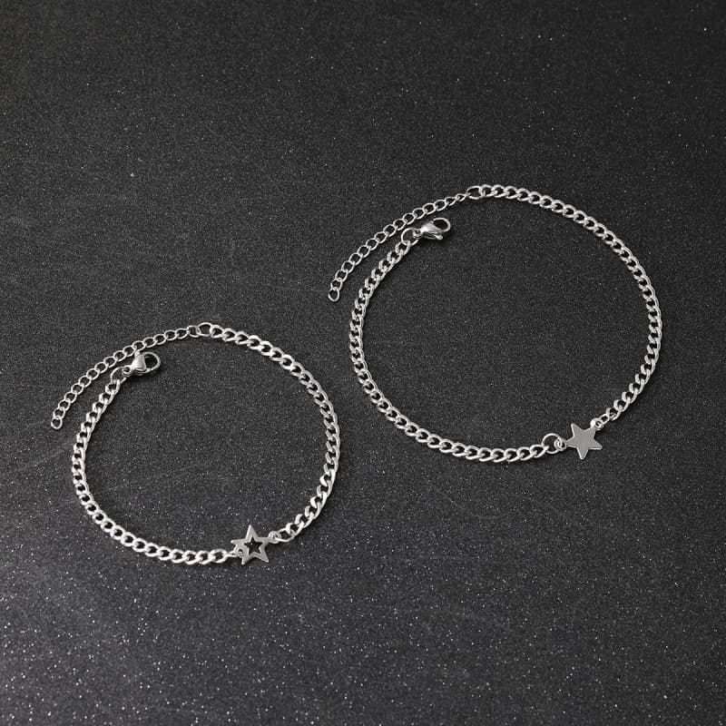 ペアブレスレット 星モチーフ細身チェーンペアブレスレット