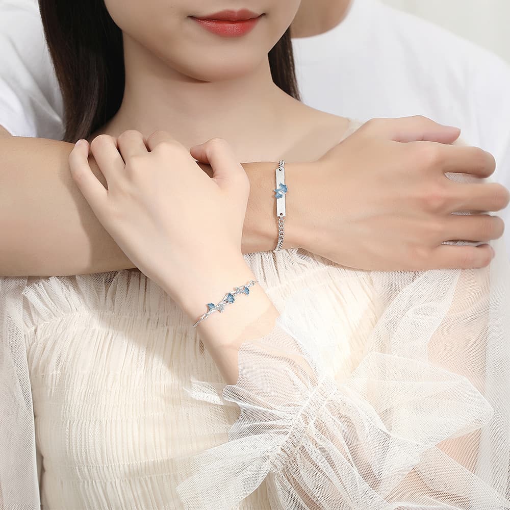 ペアブレスレット 銀杏モチーフの繊細なペアブレスレット