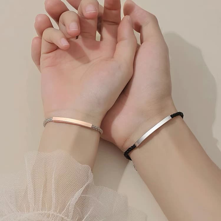 ペアブレスレット シンプルメタル編み
