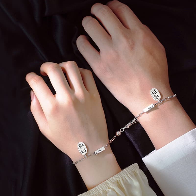 ペアブレスレットセット シルバーオーバルデザイン