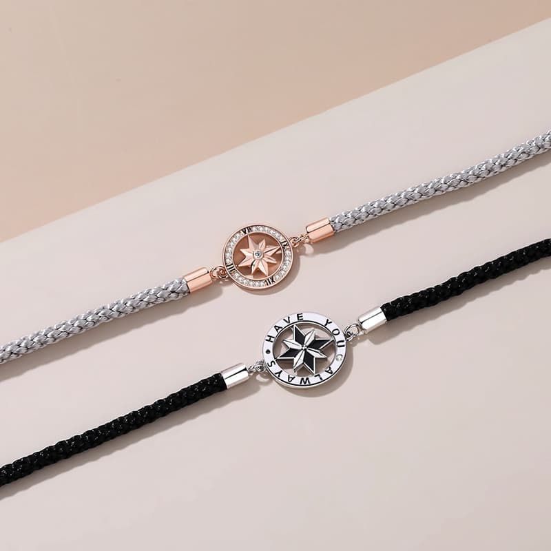 ペアブレスレット 星座モチーフ編み込みペアブレスレット