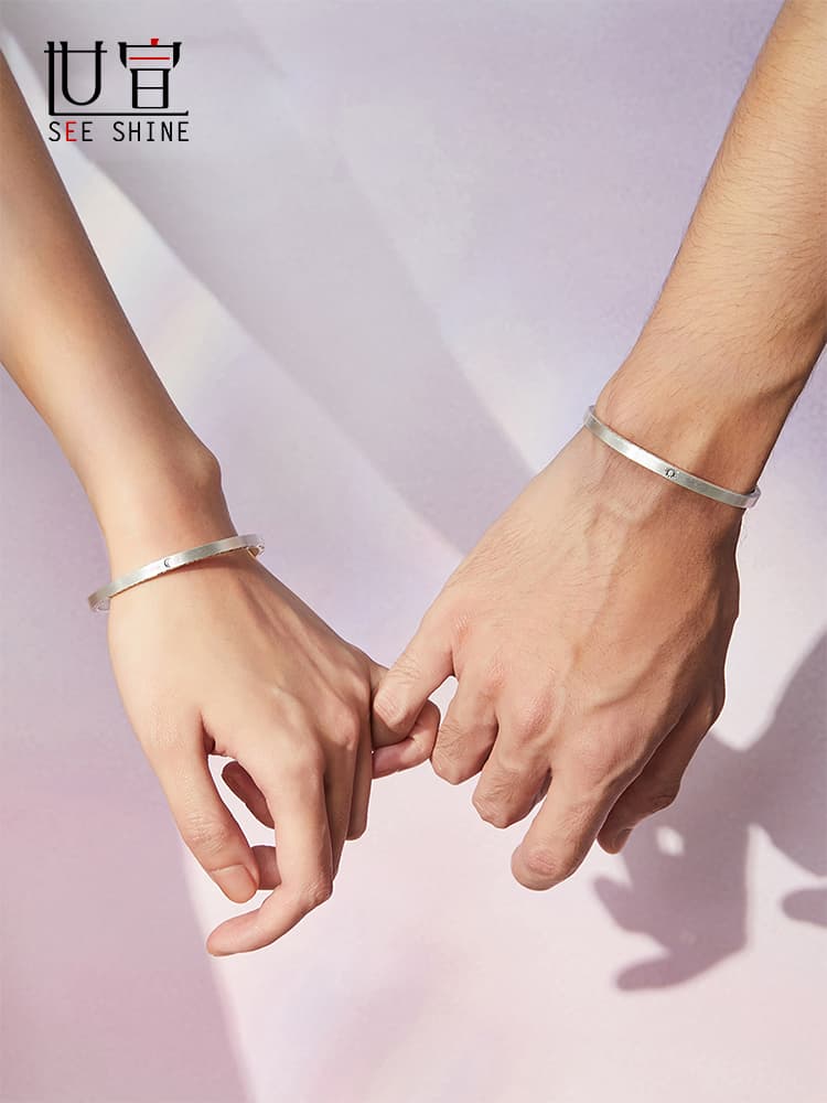 ペアブレスレットシルバーアクセント