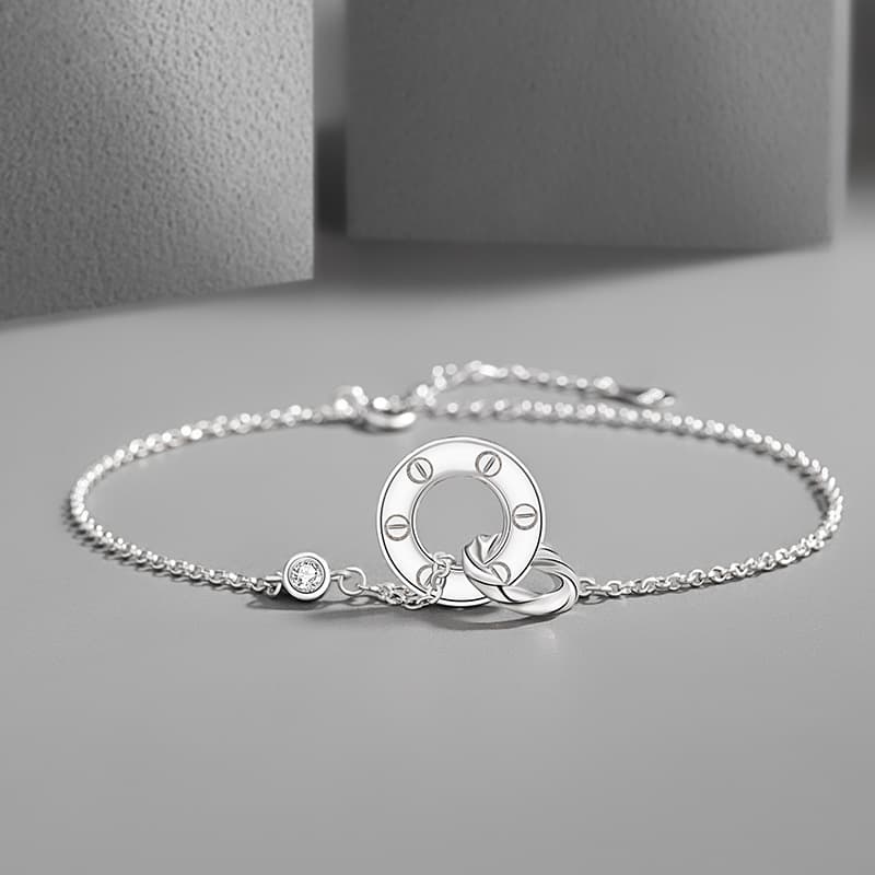 ペアブレスレット シルバーリングデザインブレスレット