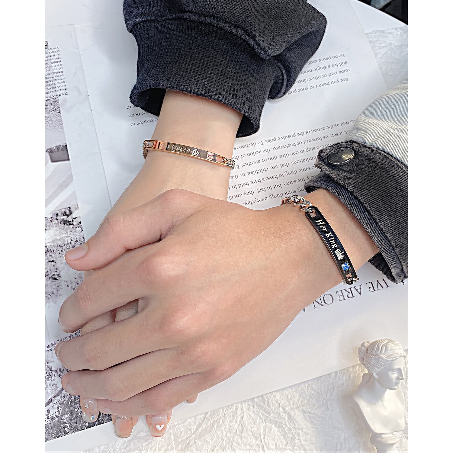 ペアブレスレットペア シルバープレート連鎖ブレスレット