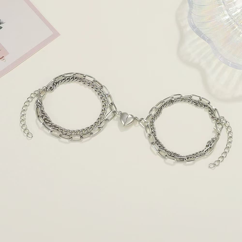 ペアブレスレット 愛をつなぐハート鎖ペアブレスレット