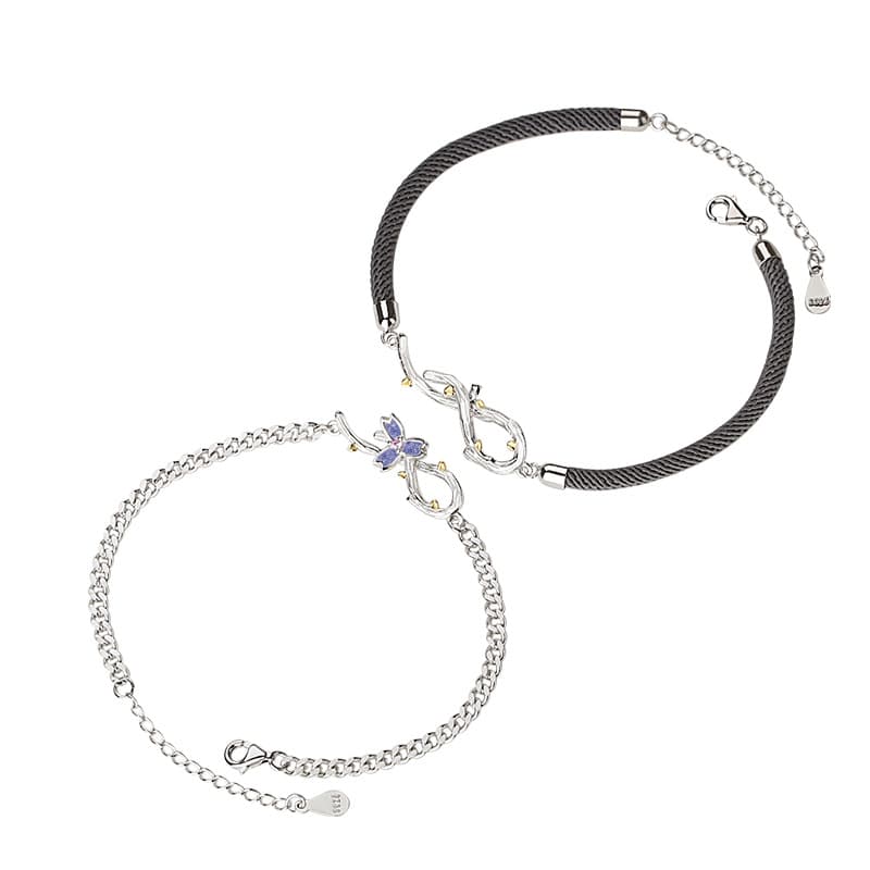 ペアブレスレット フラワーデザイン シルバーアクセサリー