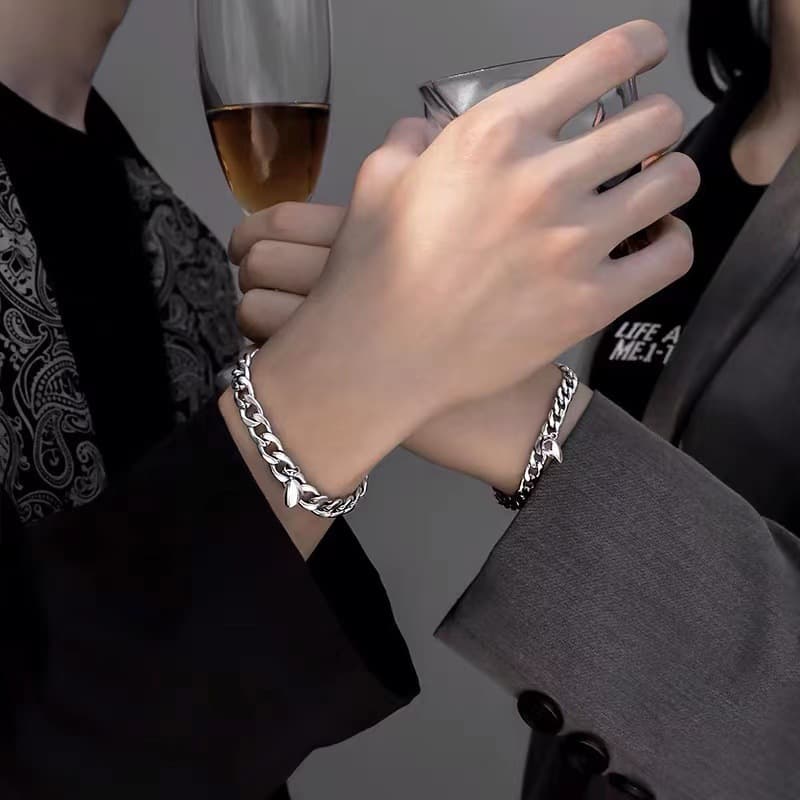 喜平チェーン磁石留め具ペアブレスレット