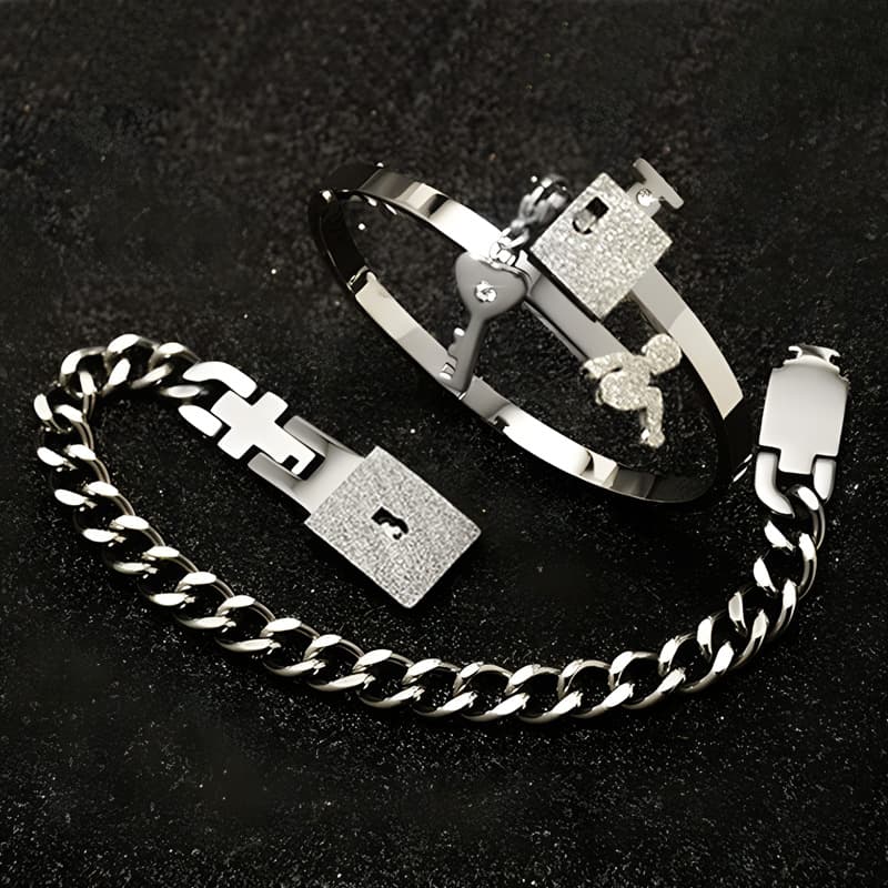 ペアブレスレット 鍵と錠デザインのカップルアクセサリー