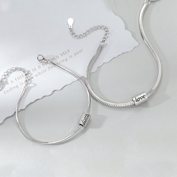 永遠の愛を刻む細身チェーンペアブレスレット