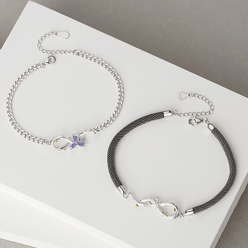 ペアブレスレット フラワーデザイン シルバーアクセサリー