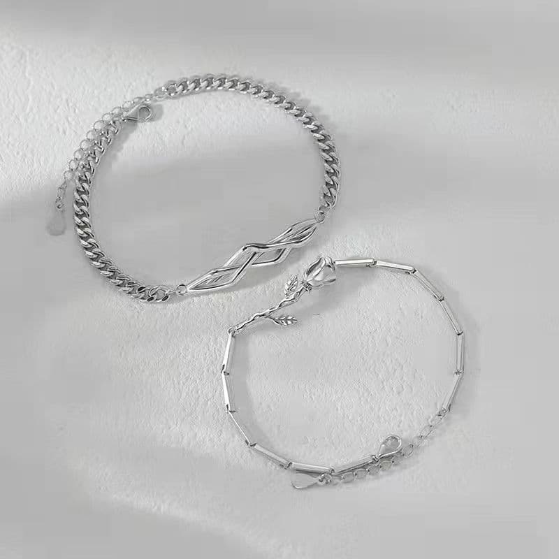 編み込み矢印デザインチェーンペアブレスレット